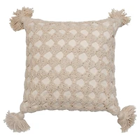 Hello Honey® Crocheted Square Throw Pillow with Tassels