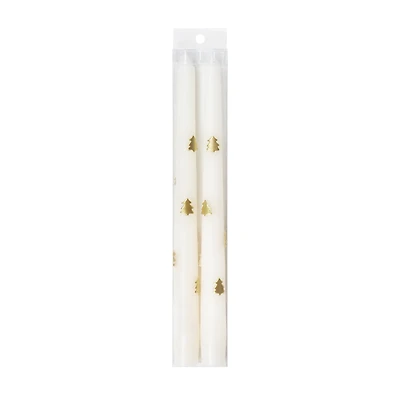 10" Ivory with Gold Trees Taper Candles, 2ct. by Ashland®