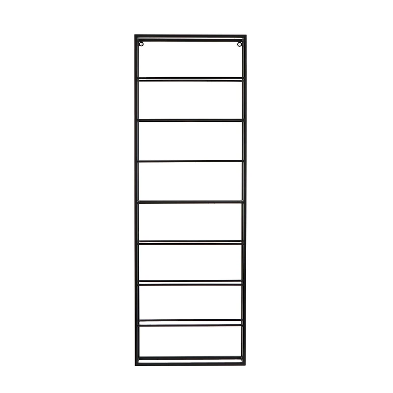 Black Metal Minimalistic 8 Bottle Wall Wine Rack with Open Style Frame