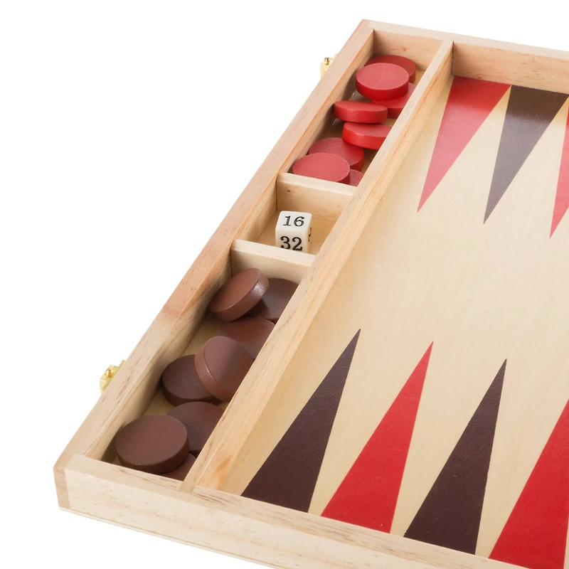 Toy Time Wooden Backgammon Board Game Set
