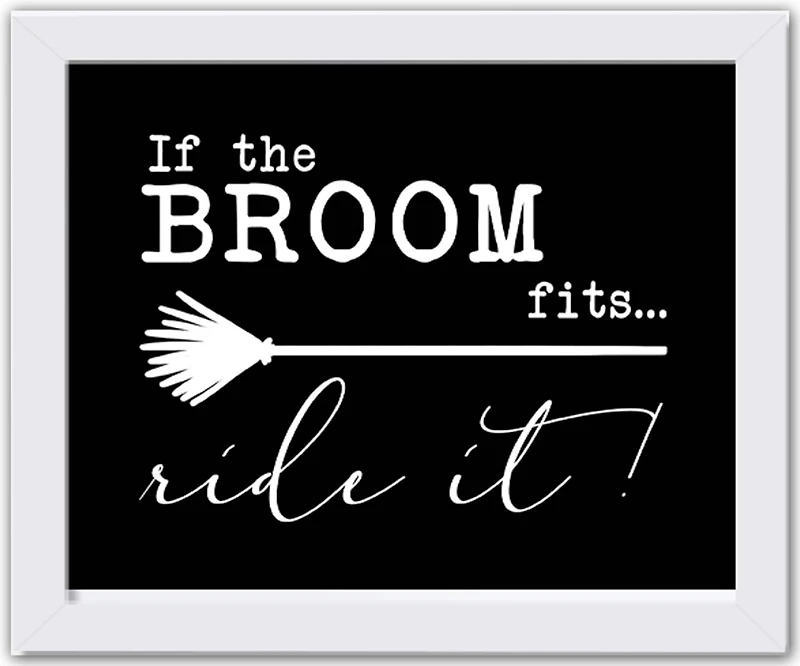 Broom Fits White Framed Print Wall Art