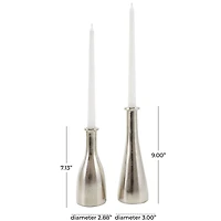 Silver Aluminum Taper Candle Holder Set