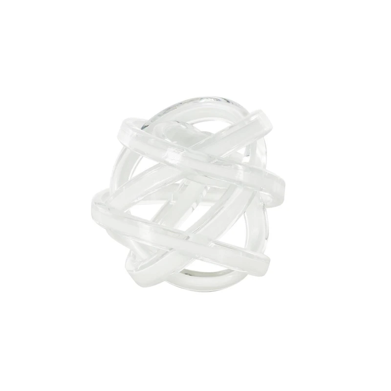 7" White Glass Knot Twisted Sculpture