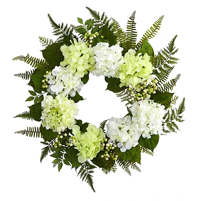 24” White Hydrangea Berry Wreath