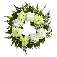 24” White Hydrangea Berry Wreath