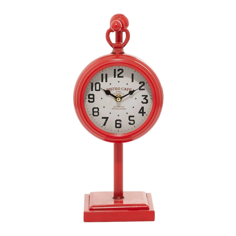 15" Red Metal Hanging Clock
