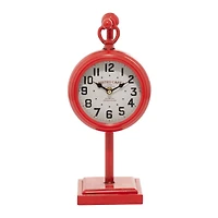 15" Red Metal Hanging Clock