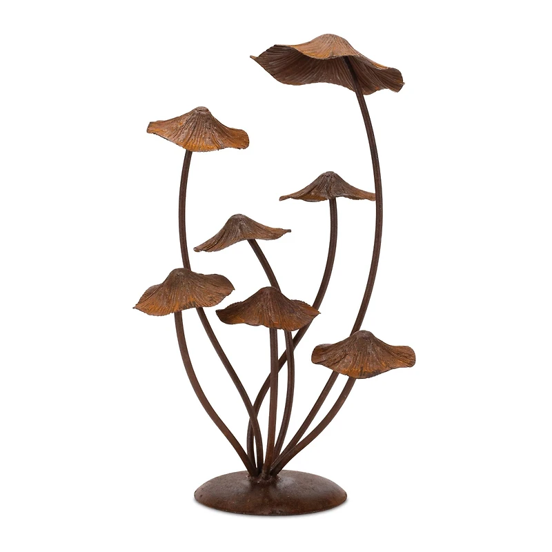 17" Bronze Metal Mushroom Garden Accent