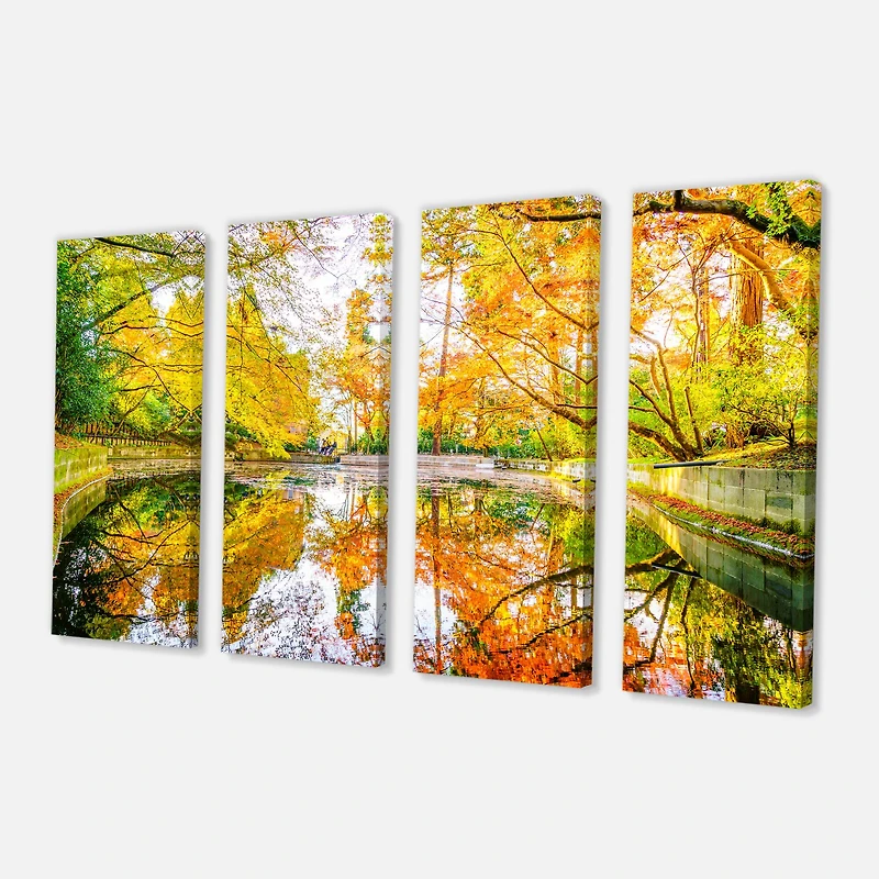 Designart - Bright Fall Forest with River
