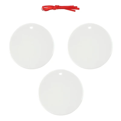 2.75" Round Ceramic Sublimation Ornaments, 3ct. by Make Market®