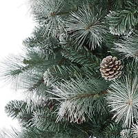 7ft. Pre-Lit Frosted Tip British Columbia Mountain Pine & Pinecones Artificial Christmas Tree with Clear Lights