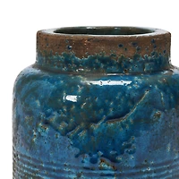 Hello Honey® 7" Distressed Blue Debossed Terracotta Vase