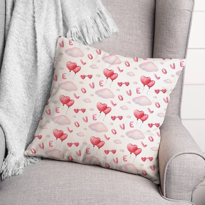 Love Balloon Pattern 18" x 18" Indoor / Outdoor Pillow