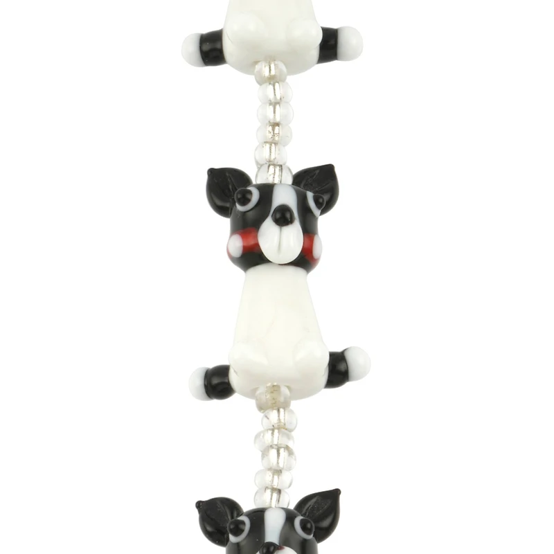 Black & White Lampwork Glass Dog Beads by Bead Landing™