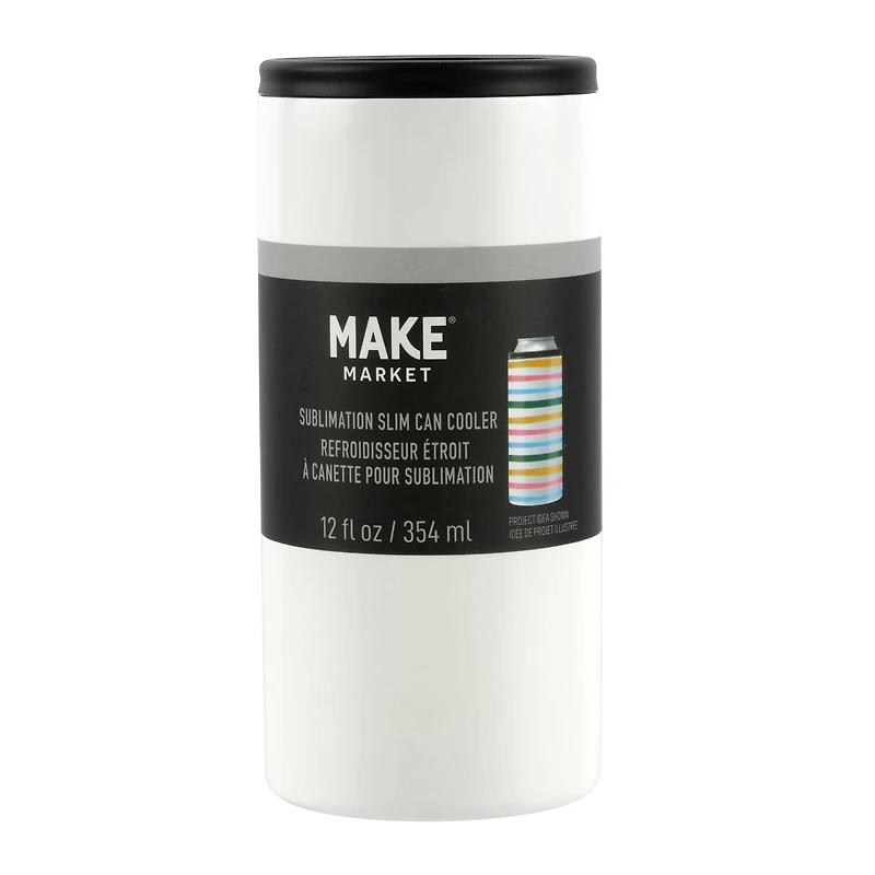 12oz. Slim Stainless Steel Sublimation Can Cooler by Make Market®