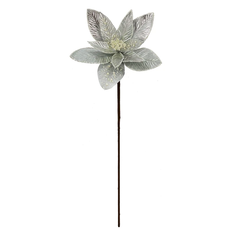 22" Silver Poinsettia & Pearl Stem by Ashland®