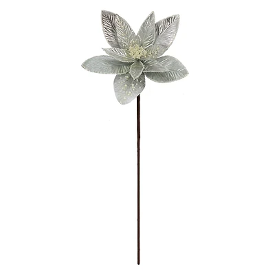 22" Silver Poinsettia & Pearl Stem by Ashland®