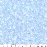 Fabric Traditions Swirls on Light Blue Glitter Cotton Fabric