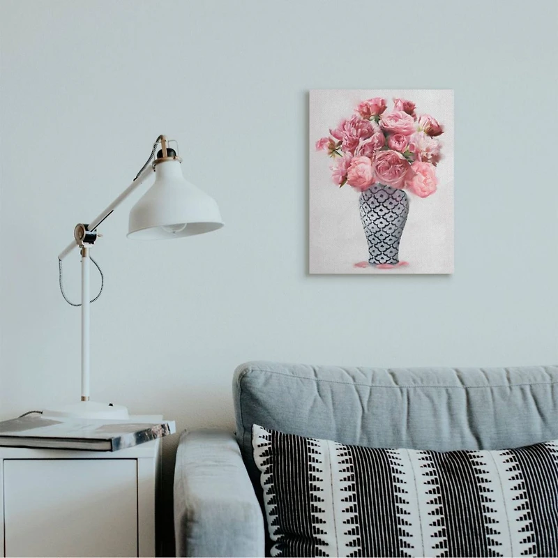 Stupell Industries Elegant Pink Peony Floral Bouquet in Vase Canvas Wall Art