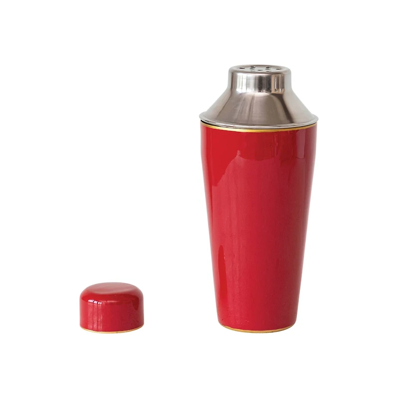 Hello Honey® 22oz. Red Enameled Stainless Steel Cocktail Shaker with Gold Rim