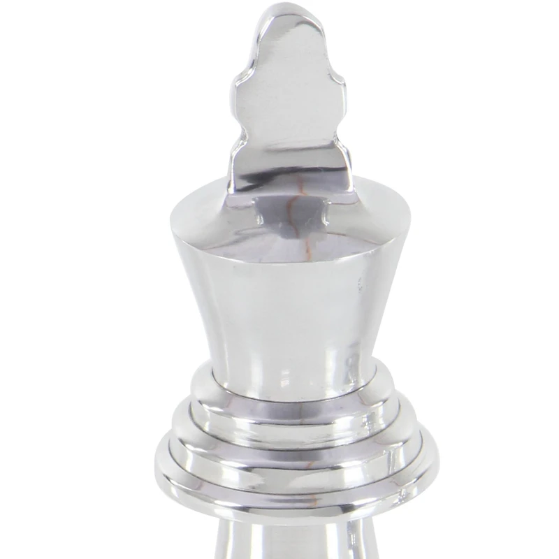 CosmoLiving by Cosmopolitan Silver Aluminum Traditional Chess Sculpture Set