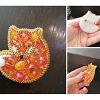 Crystal Art Beadwork Kit For Creating Broоch Fox