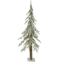 4ft. Pre-Lit Alpine Flocked Artificial Christmas Tree, Clear LED Lights