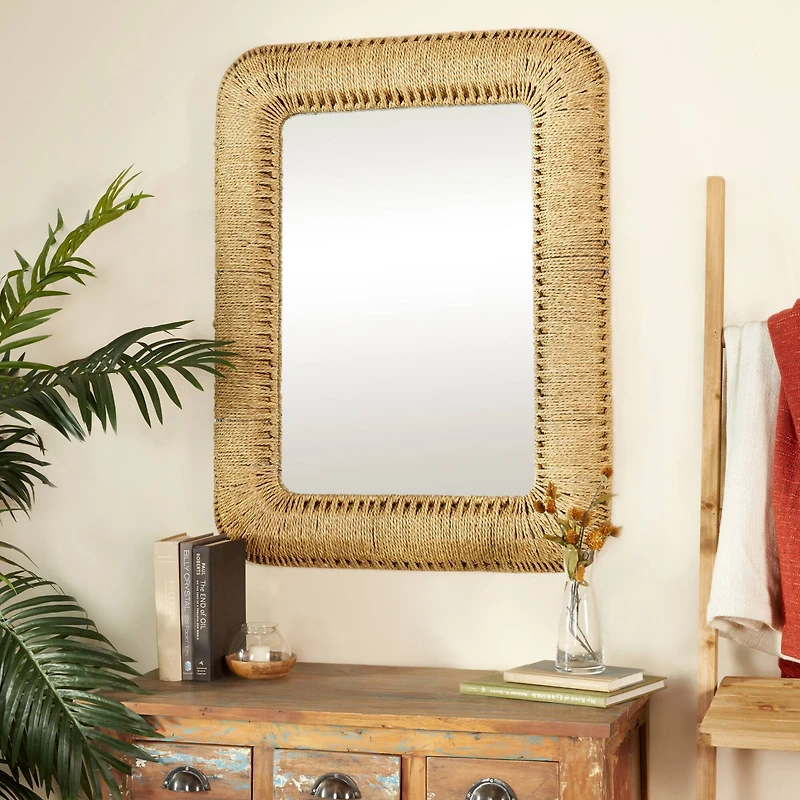 Brown Iron Bohemian Wall Mirror, 40" x 32" x 3"