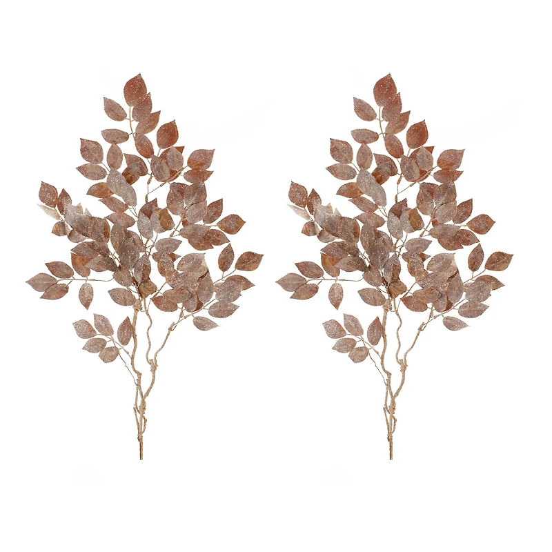 Glittered Velvet Leaf Sprays, 2ct.