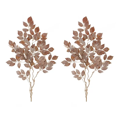 Glittered Velvet Leaf Sprays, 2ct.