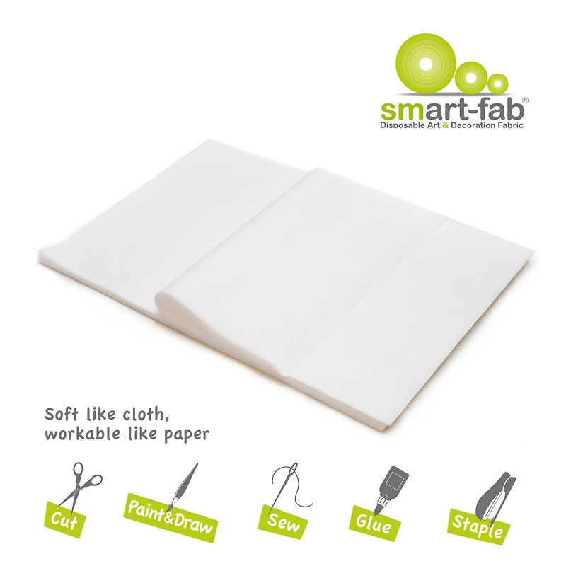 Smart-Fab® 12" x 18" White Art & Decoration Fabric Sheets, 2 Packs of 45
