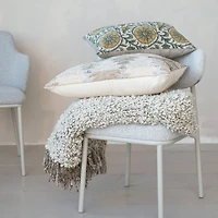 Hello Honey® 20" x 14" Green & Yellow Verdant Charm Linen Lumbar Pillow