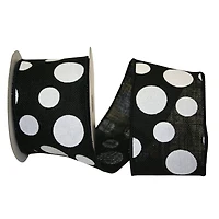 JAM Paper 4" x 10yd. Burlap Wired & White Dots Ribbon