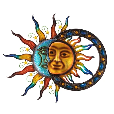 Glitzhome® 33.5" Metal Sun & Moon Wall Décor