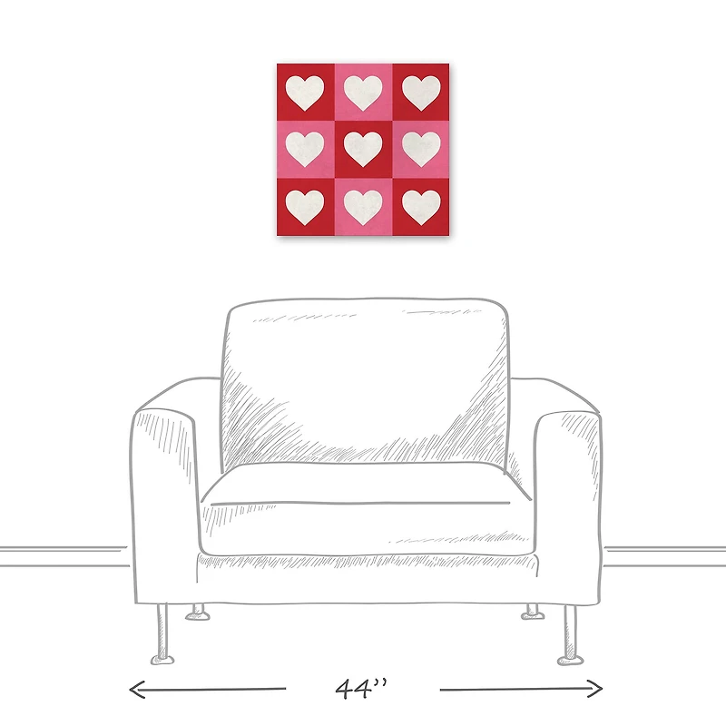 Heart Checker Pattern Canvas Wall Art