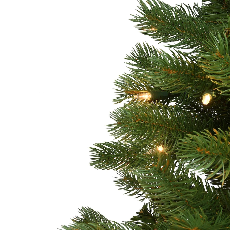 6.5 Ft. Pre-Lit Feel Real® Downswept Douglas Fir Slim Artificial Christmas Tree, Clear Lights