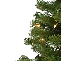 6.5 Ft. Pre-Lit Feel Real® Downswept Douglas Fir Slim Artificial Christmas Tree, Clear Lights