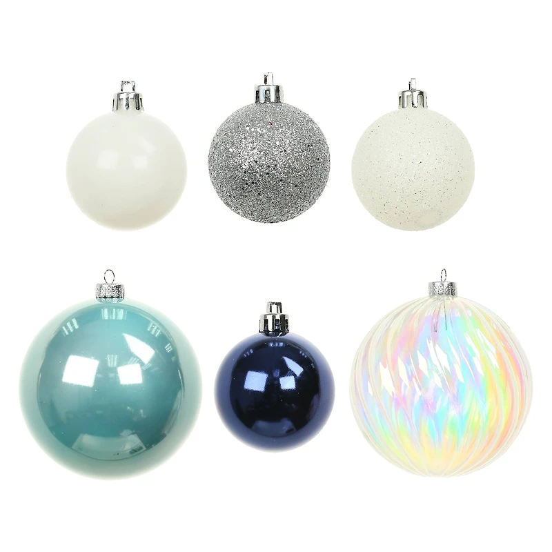 44 Pack 44mm & 120mm Blue & Silver Shatterproof Ball Ornaments by Ashland®