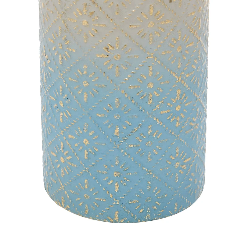 Set of 3 Blue Metal Coastal Style Vase, 27", 24", 20"