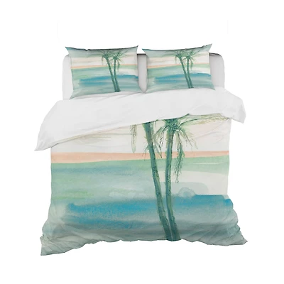Designart Peaceful Dusk II Tropical Coastal Duvet Cover Set