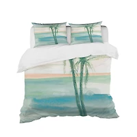 Designart Peaceful Dusk II Tropical Coastal Duvet Cover Set