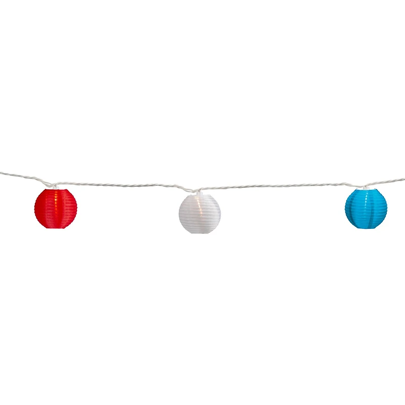 10ct. Red, White & Blue 4th of July Paper Lantern Lights