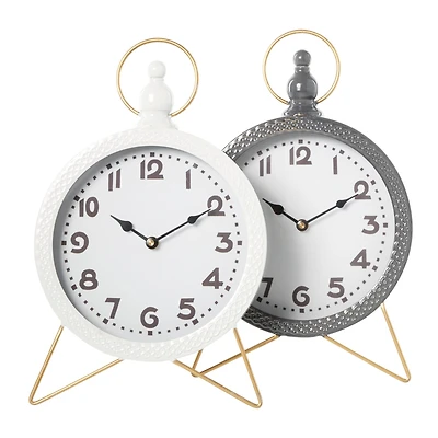 16" Multicolored Metal Traditional Round Clock Set