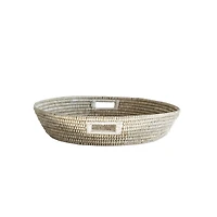 Hello Honey® 23.5" White Handwoven Grass Basket with Handles