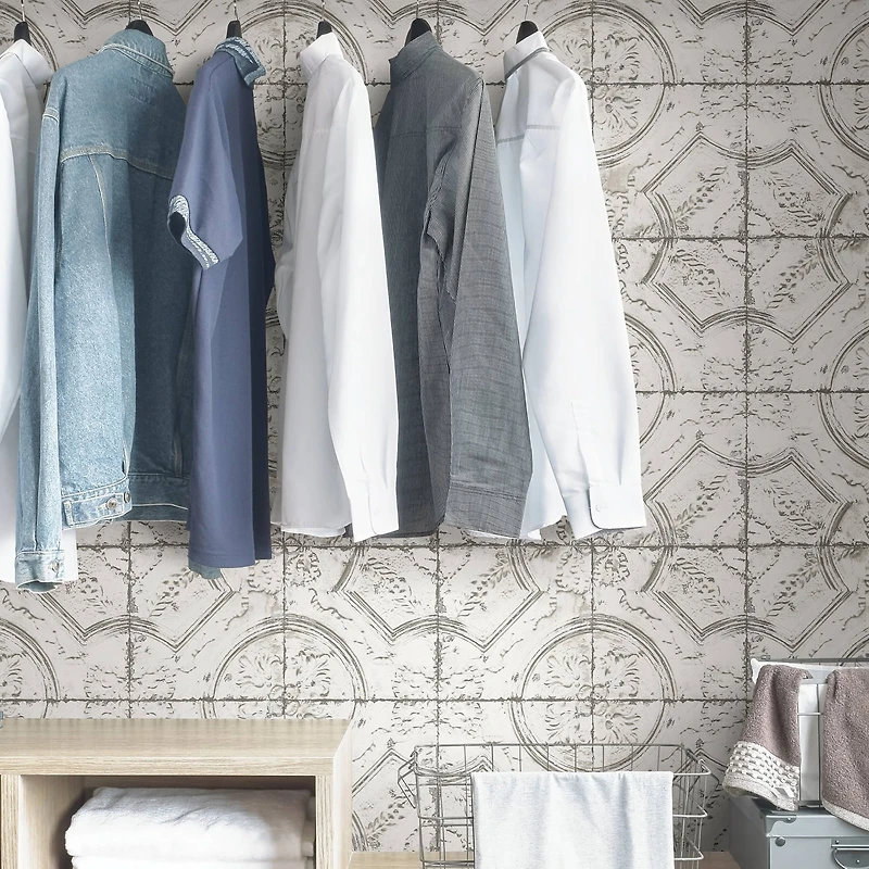 InHome Newport Tin Tile Peel & Stick Wallpaper