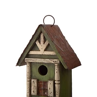 Glitzhome® Tall 2-Tiered Distressed Wood Hand Painted Bird House