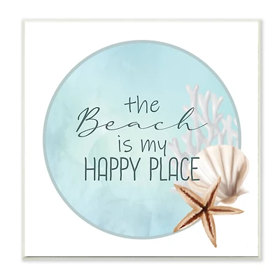 Stupell Industries Beach is my Happy Place Sentiment Shell Starfish ,12" x 12"