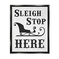 Stupell Industries Sleigh Stop Here Holiday Sled Framed Floater Canvas Wall Art