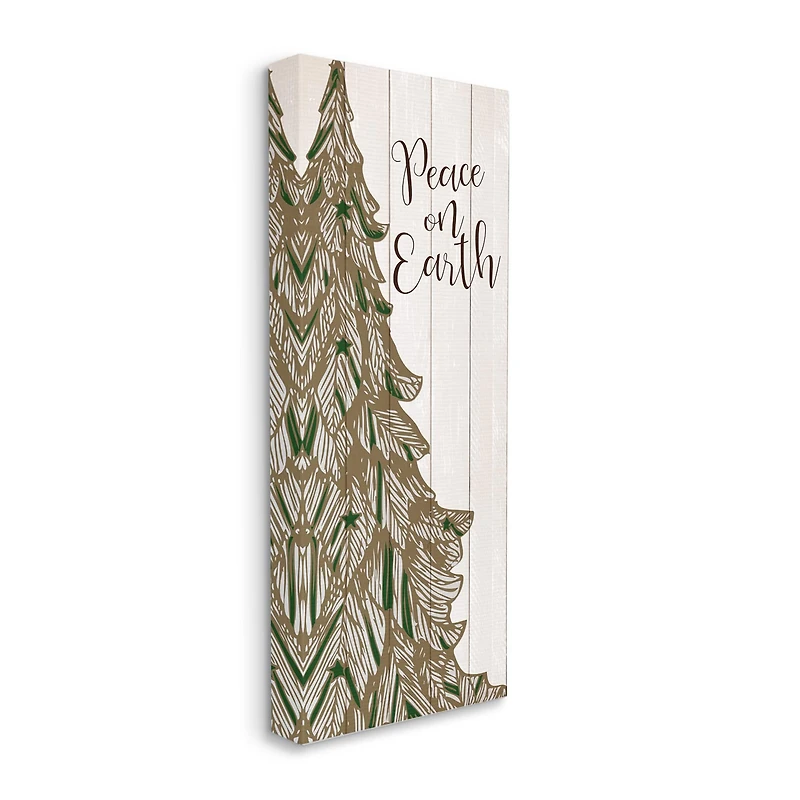Stupell Industries Peace On Earth Tree Phrase Canvas Wall Art