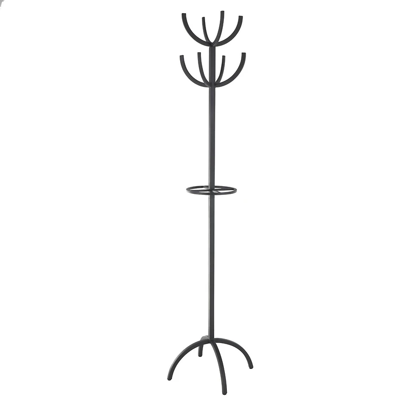 72" Black Metal 8 Hook Coat Rack with Ached Legs